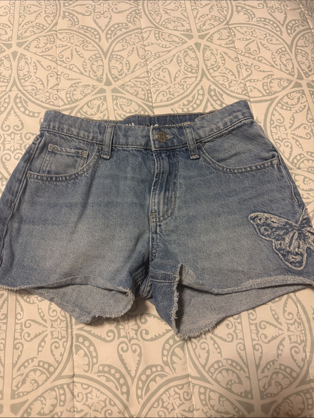 GAP Light Blue Denim Shorts with Butterfly Patch